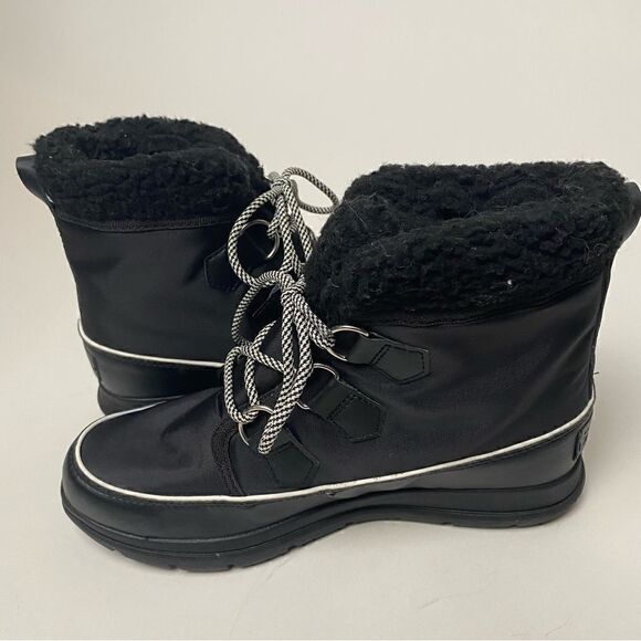 Sorel Joan Explorer Carnival Sneaker Boots Black White 9.5 - Picture 3 of 6